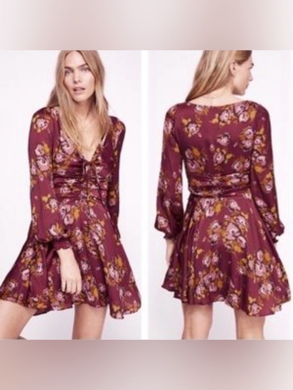FREE PEOPLE long sleeve floral dress size 6